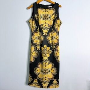 New York and Company Black and Gold Colored Sheath Dress Size XS